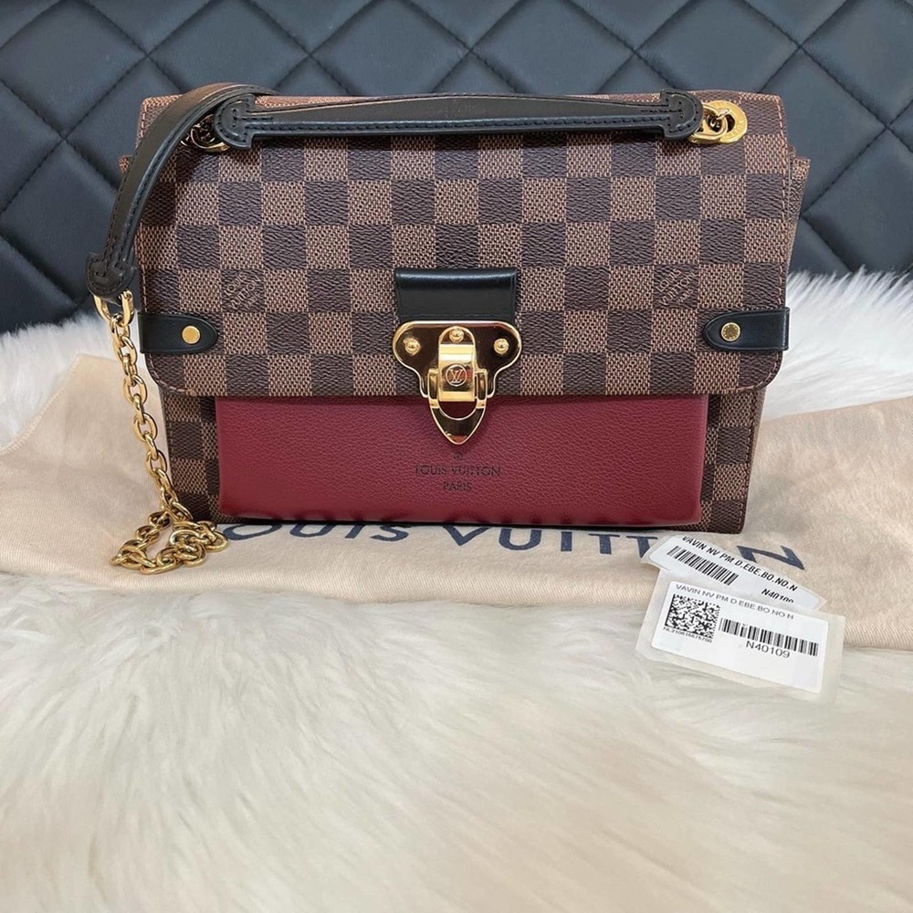 Louis Vuitton Vavin PM Burgundy Damier Ebene Bag